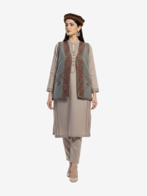 Pure Wool Handmade Women Waistcoat with Traditional Embroidery