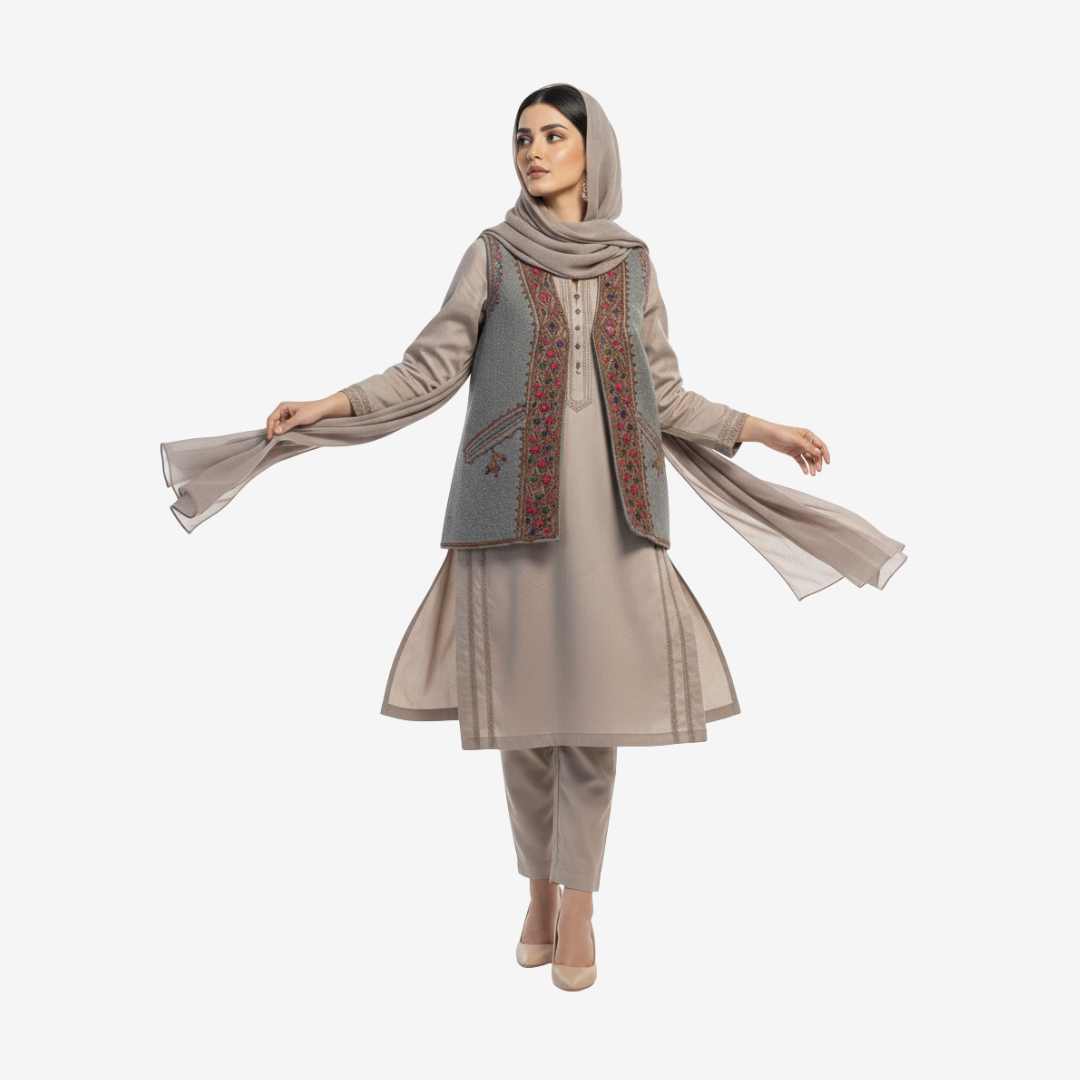 Pure Wool Handmade Women Waistcoat with Traditional Embroidery Pure Wool Handmade Women Waistcoat with Traditional Embroidery