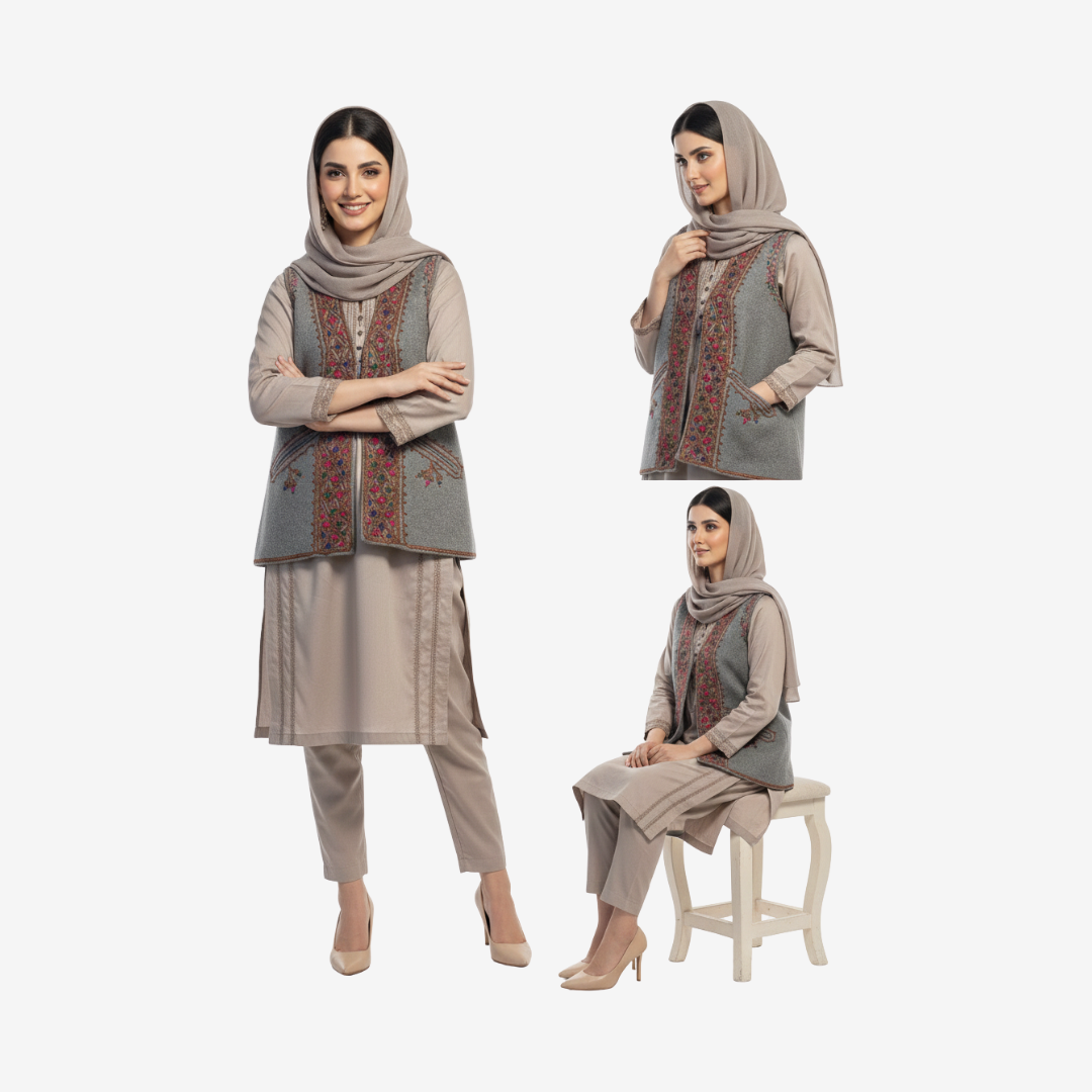 Pure Wool Handmade Women Waistcoat with Traditional Embroidery Pure Wool Handmade Women Waistcoat with Traditional Embroidery